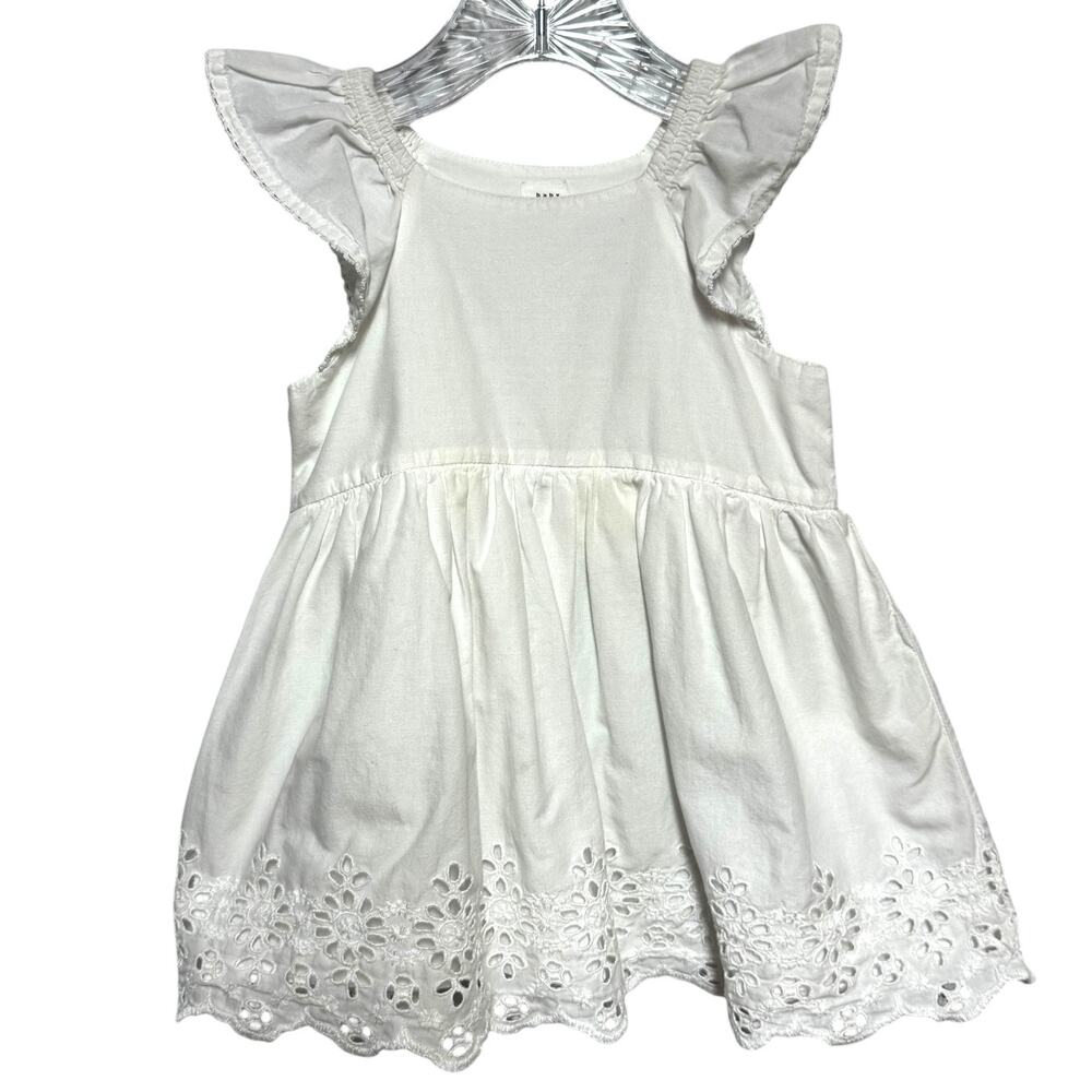 Baby GAP Cotton Eyelet Flutter Sleeve Dress White 18-24 mo